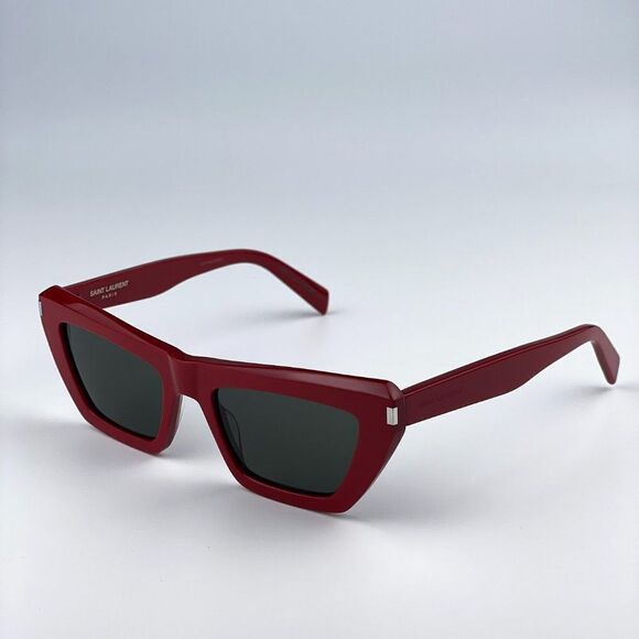 NEW Saint Laurent SL467 003 Red Grey Cat Eye Women Sunglasses - Picture 8 of 12